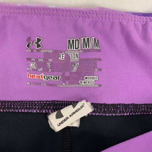 Under Armour HeatGear Alpha Black & Purple Compression Leggings Size M - Picture 3 of 9